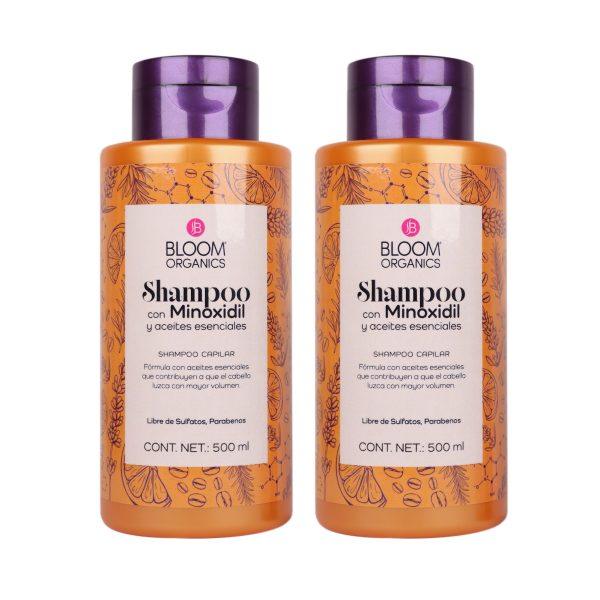 Minoxidil En Shampo Con Aceites Y Cafeína Bloom Organics 2pz