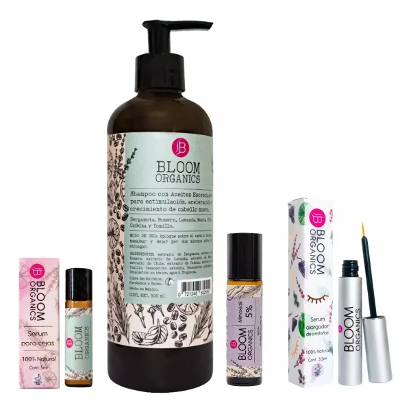 Estimulante Para Cabello Ceja Pestaña Bloom Organics 4 Pzas