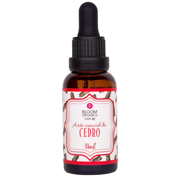 Frasco gotero ámbar de aceite esencial de cedro Bloom Organics Nature, 30 ml.