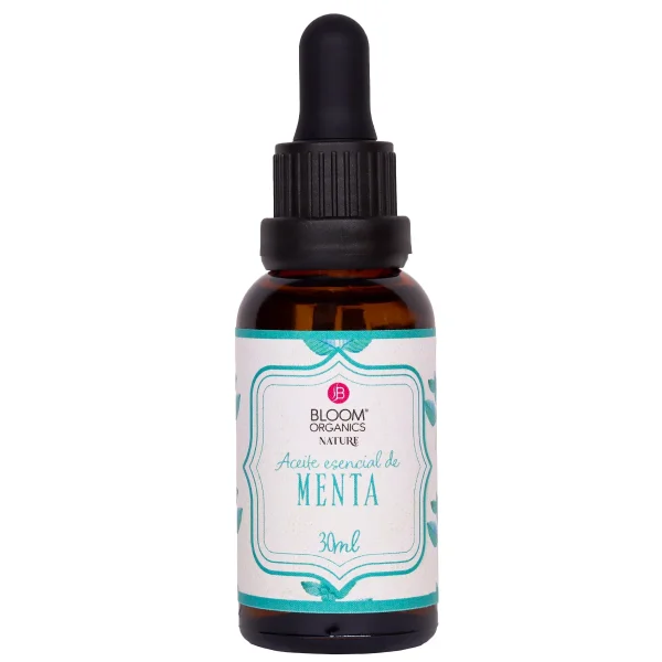 Frasco gotero ámbar de aceite esencial de menta 100 % puro Bloom Organics, 30 ml.