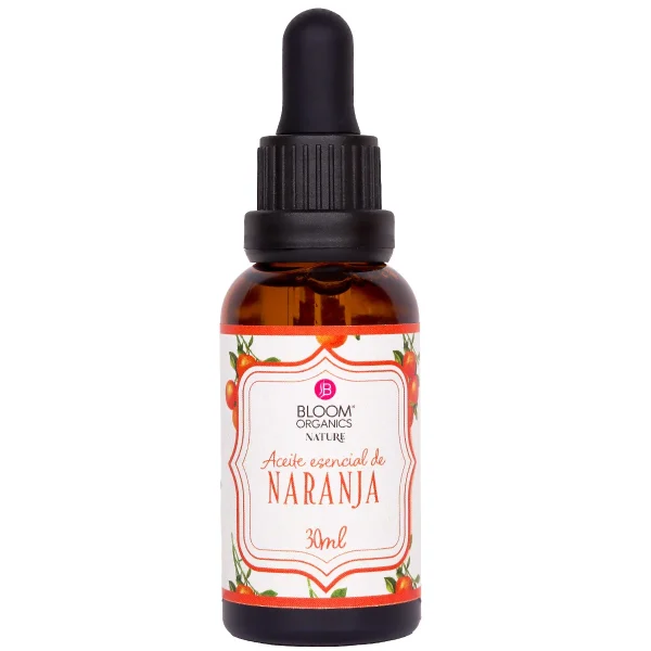 Frasco gotero ámbar de aceite esencial de naranja Bloom Organics Nature, 30 ml.