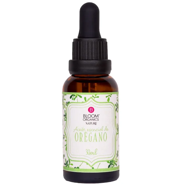 Frasco gotero ámbar de aceite esencial de orégano Bloom Organics Nature, 30 ml.