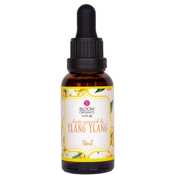 Frasco gotero ámbar de aceite esencial de ylang ylang Bloom Organics Nature, 30 ml.