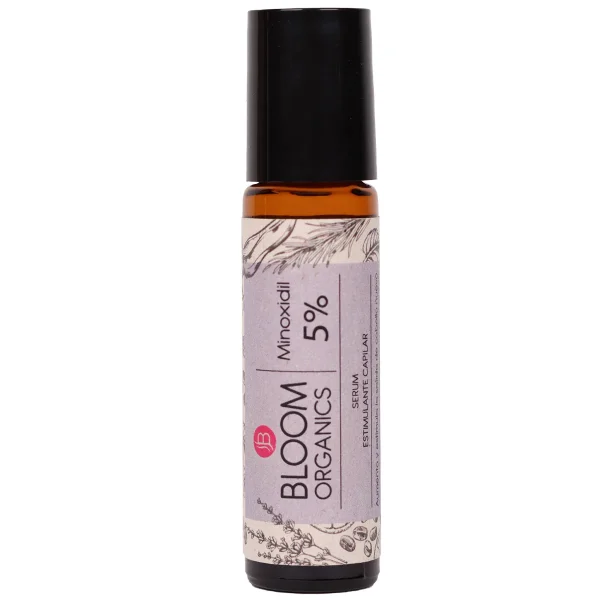 Minoxidil 5% Bloom Organics Anticaída Y Cejas Cafeína Rollon